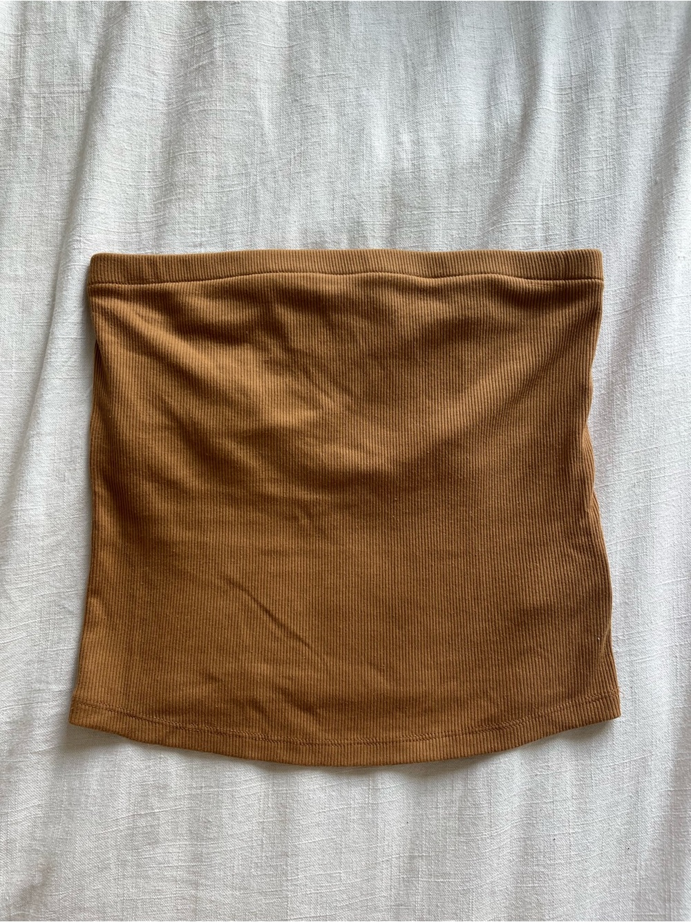 a new day Ribbed Tube Top in Camel Brown